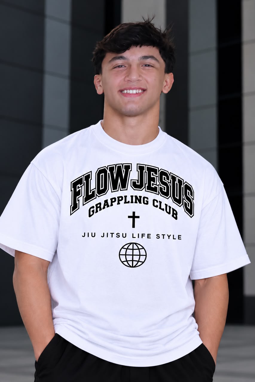 Camiseta branca FlowJesus Grappling Club